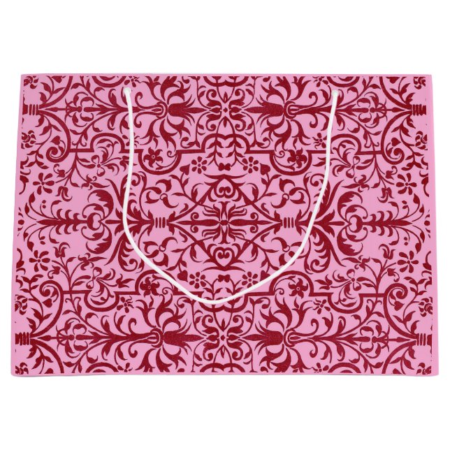 Victorian motif in pink large gift bag (Front)