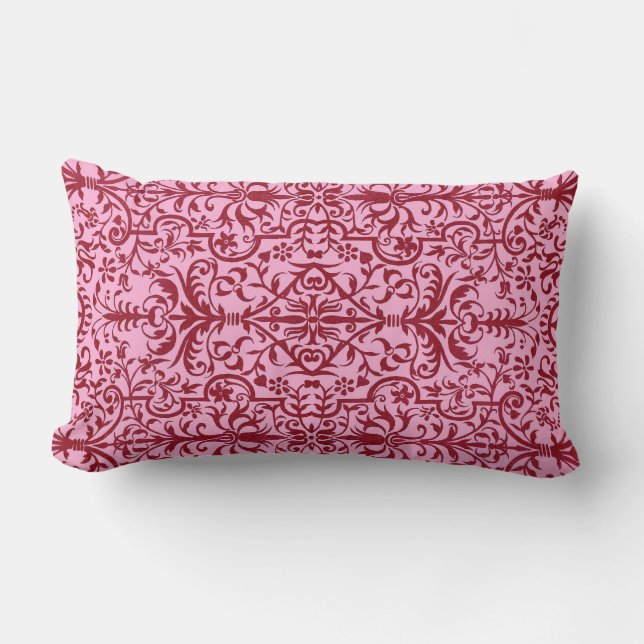 Victorian motif in pink lumbar pillow (Front)