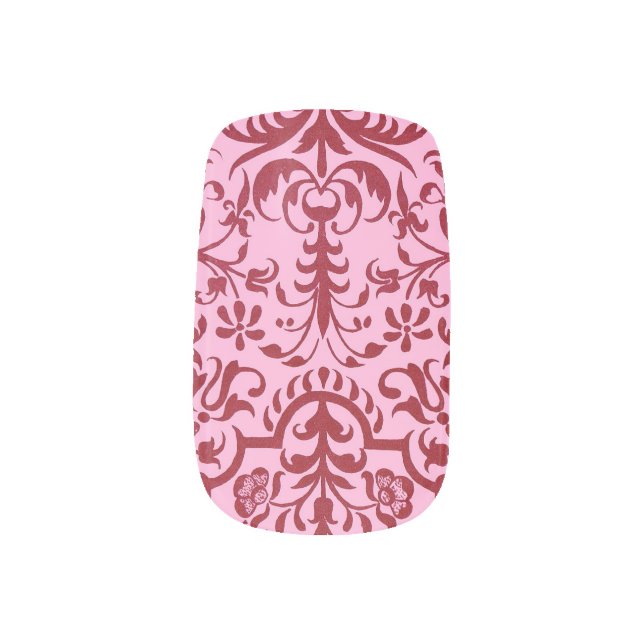 Victorian motif in pink minx nail art (Left Thumb)