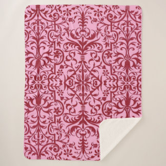 Victorian motif in pink sherpa blanket