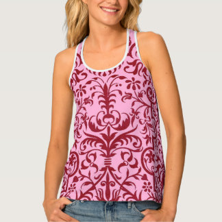 Victorian motif in pink tank top