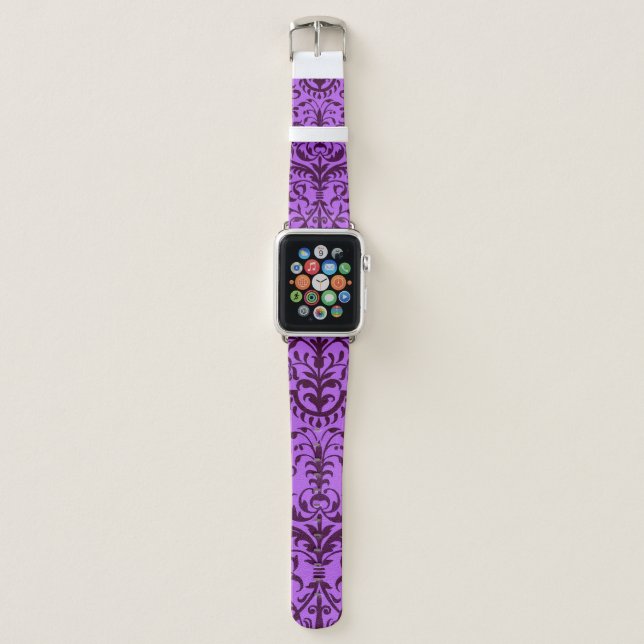 Victorian motif in purple apple watch band (Front)