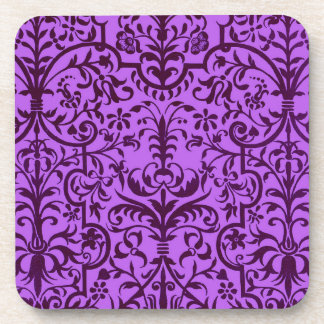 Victorian motif in purple beverage coaster
