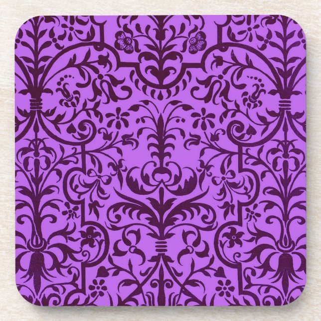 Victorian motif in purple beverage coaster (Front)