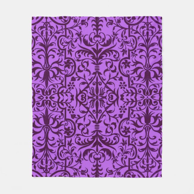 Victorian motif in purple fleece blanket (Front)
