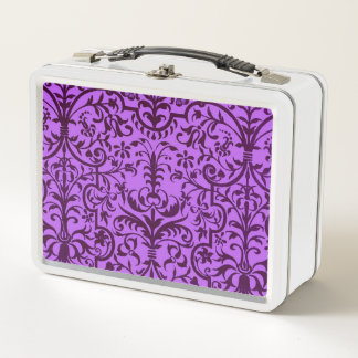 Victorian motif in purple metal lunch box