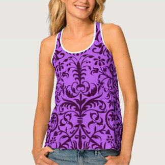 Victorian motif in purple tank top
