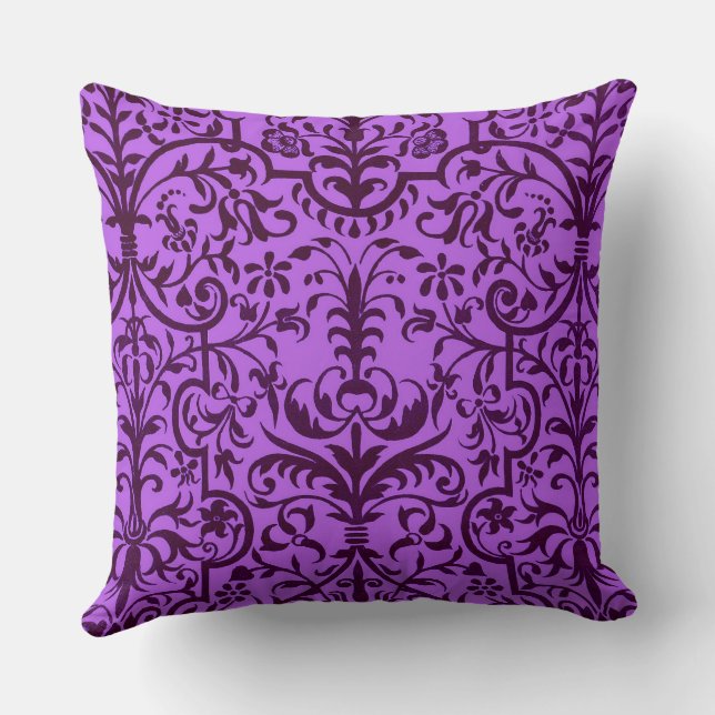 Victorian motif in purple throw pillow (Back)