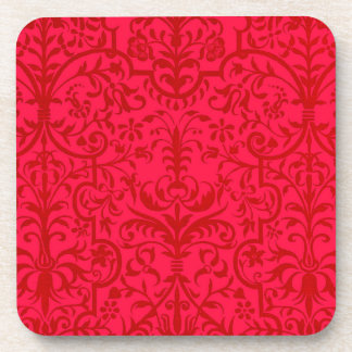 Victorian motif in red beverage coaster