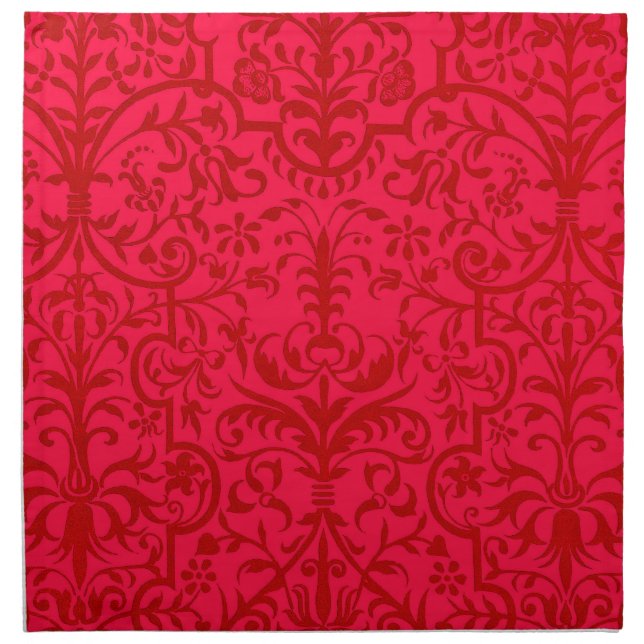 Victorian motif in red cloth napkin (Front)