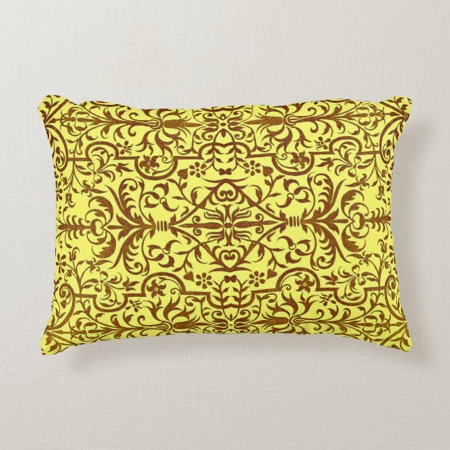 Victorian motif in yellow accent pillow (Front)