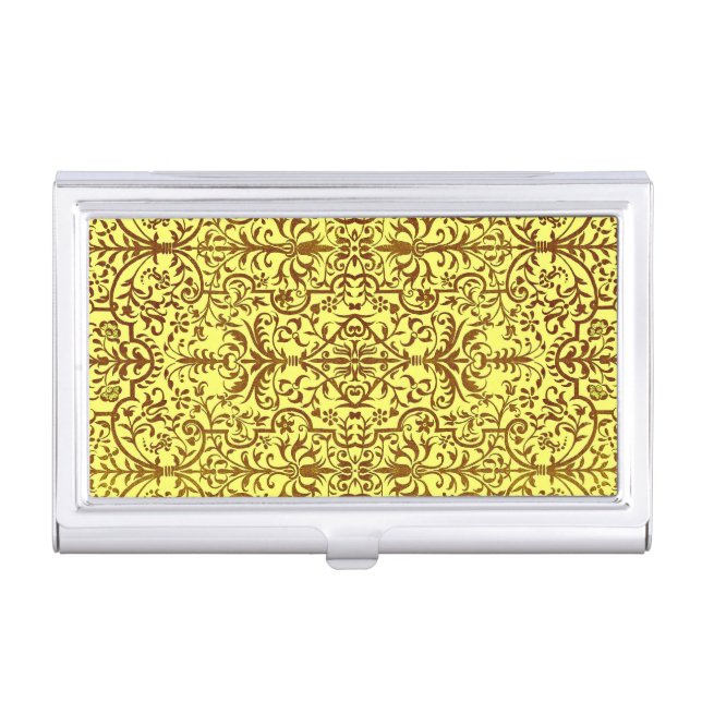 Victorian motif in yellow business card case (Front)