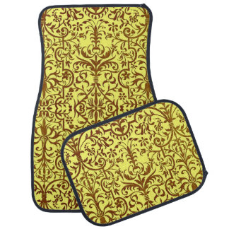 Victorian motif in yellow car floor mat