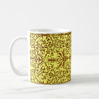 Victorian motif in yellow coffee mug