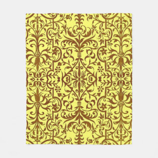 Victorian motif in yellow fleece blanket