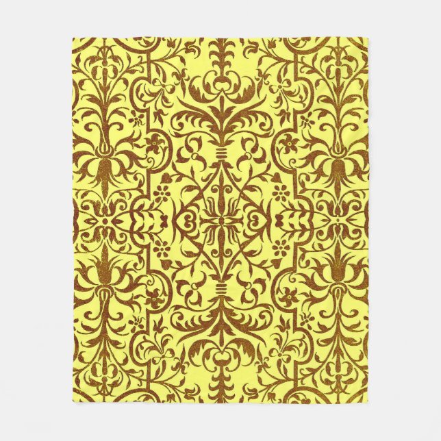 Victorian motif in yellow fleece blanket (Front)