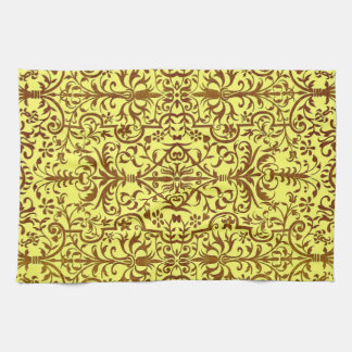 Victorian motif in yellow kitchen towel