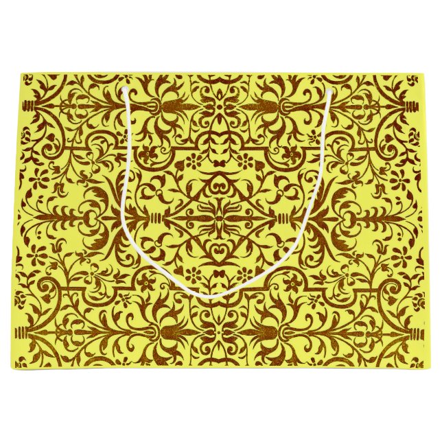 Victorian motif in yellow large gift bag (Front)