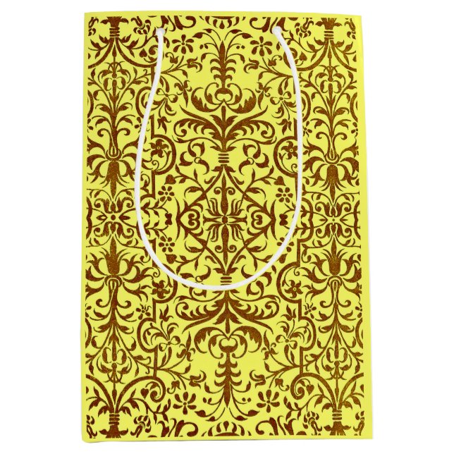 Victorian motif in yellow medium gift bag (Front)
