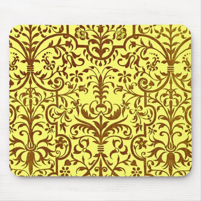 Victorian motif in yellow mouse pad (Front)