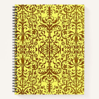 Victorian motif in yellow notebook