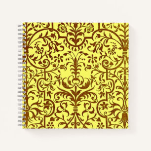 Victorian motif in yellow notebook