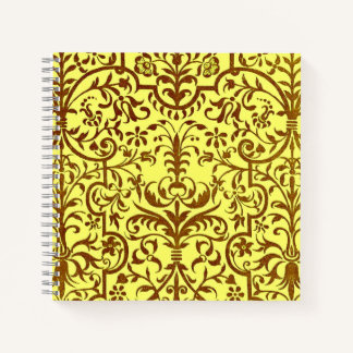 Victorian motif in yellow notebook