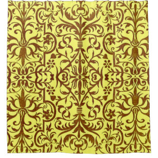 Victorian motif in yellow shower curtain
