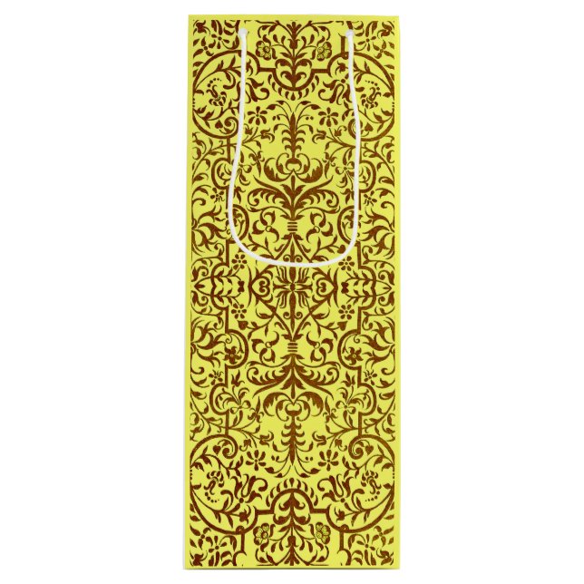 Victorian motif in yellow wine gift bag (Front)