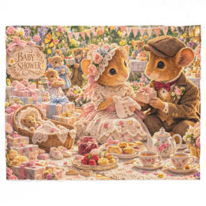 Victorian Mouse Baby Shower Cottagecore Nursery  Fleece Blanket