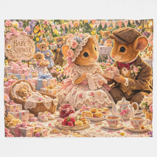 Victorian Mouse Baby Shower Cottagecore Nursery Fleece Blanket
