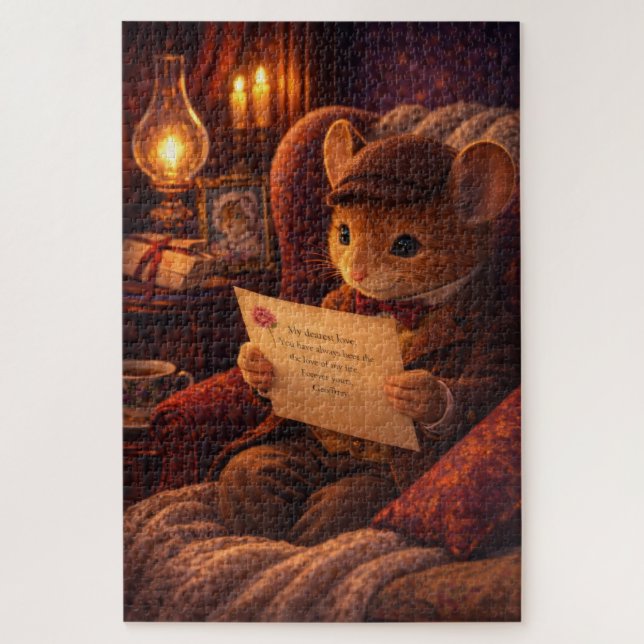 Victorian Mouse Love Letter Candlelight Jigsaw Puzzle (Vertical)