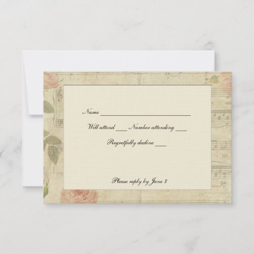 Victorian Music and Rose rsvp with envelopes