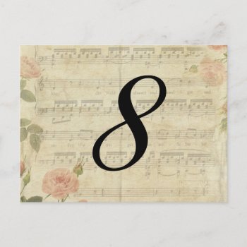 Victorian Music And Rose Table Number Card by RiverJude at Zazzle