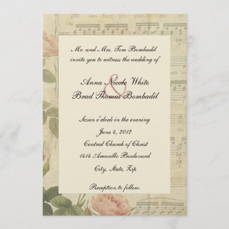 Victorian Music And Rose Wedding Invitation