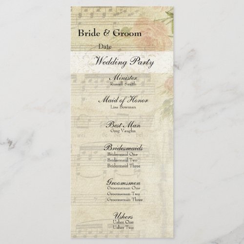 Victorian Music and Rose Wedding Program