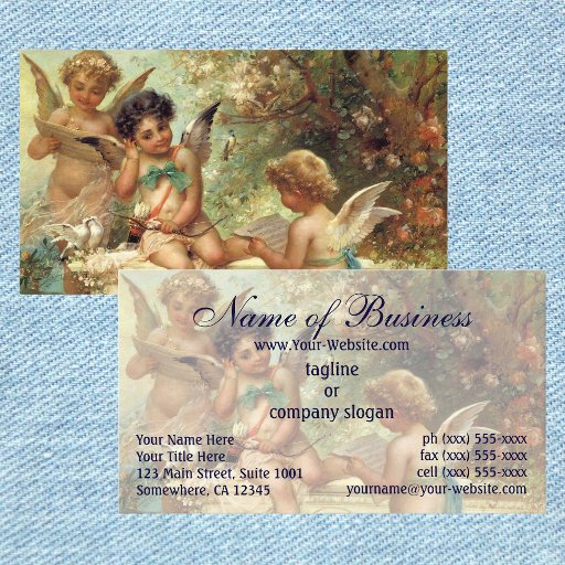 Customizable Victorian Music Angels by Hans Zatzka Business Card