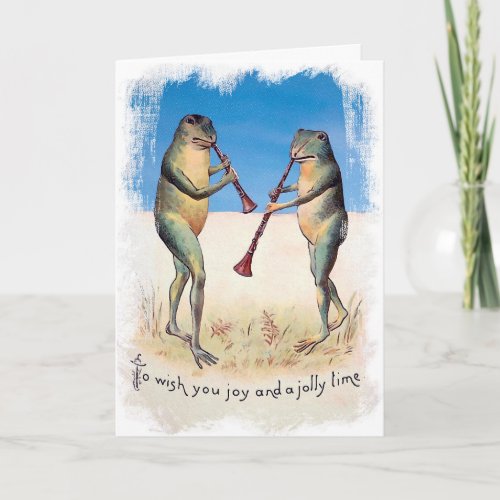 Victorian Music Frogs Christmas Card