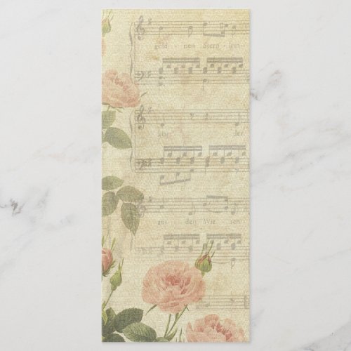 Victorian Music Roses Wedding Program