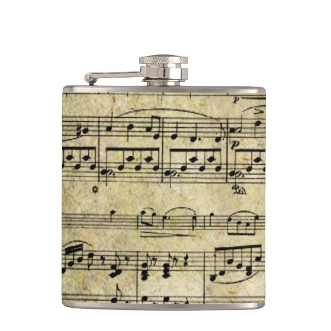 Victorian Music Sheet Wallpaper Flask (Front)