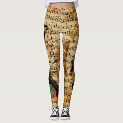 Victorian Music Sheet Watercolor Leggings