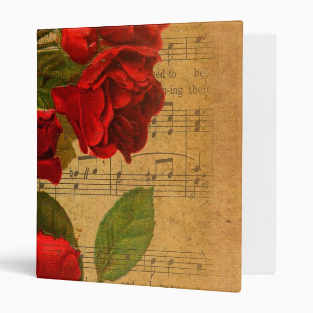 Victorian Music Sheet Watercolor Rose Wallpaper Binder (Front/Inside)