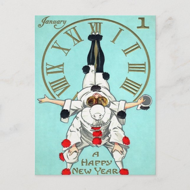Victorian New Years Clock (2 of 4) Postcard (Front)