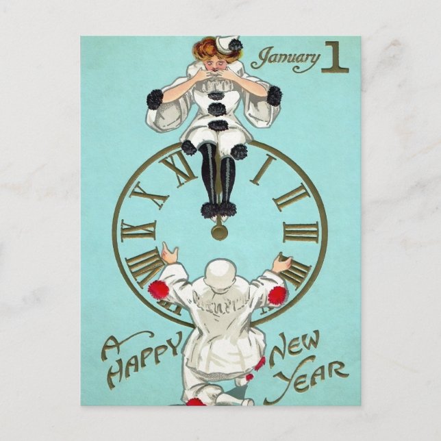 Victorian New Years Clock (3 of 4) Postcard (Front)