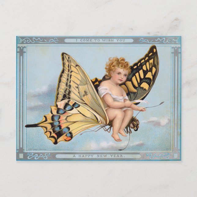 Victorian New Years Day Spirit Holiday Postcard (Front)