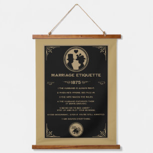 Victorian NewlyWeds Funny Marriage Rules Hanging Tapestry