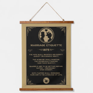 Victorian NewlyWeds Funny Marriage Rules Hanging Tapestry