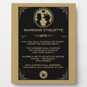 Victorian NewlyWeds Funny Marriage Rules Plaque