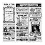 victorian newspaper antique french black white  triptych