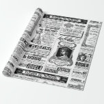 victorian newspaper antique french black white  wrapping paper